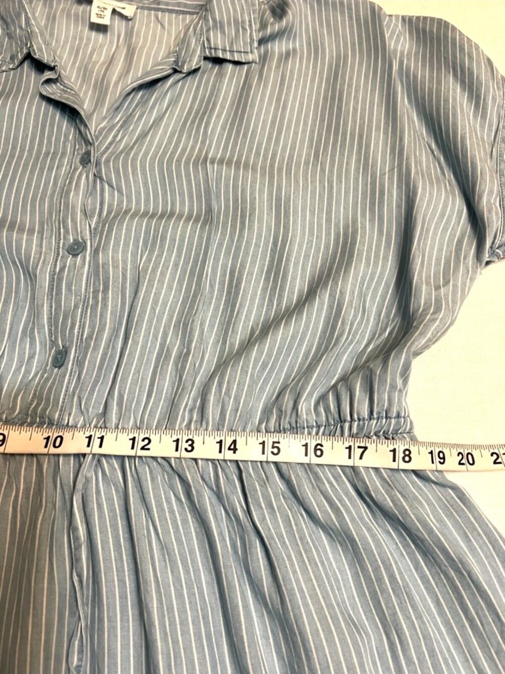 BeachLunchLounge Tiered Dress Women’s XL Blue White Striped Lyocell Boho Summer - Picture 8 of 9